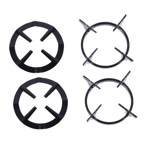 DECORNIJIA 4 Piezas Soportes para Ollas de Negro para Estufa de Gas Rejillas Redondas Resistentes Accesorios Prácticos para Cocina con Diseño Múltiple y Resistencia la Corrosión