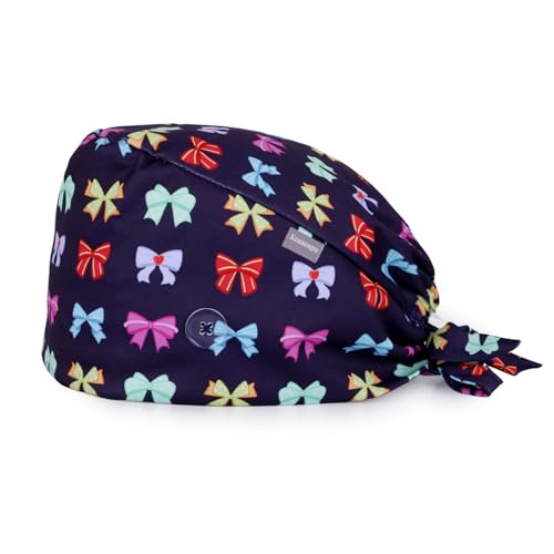 Image of Kousenpu Scrub Caps for Women, Adjustable Women's Surgical Cap with Buttons, Breathable Cute Design for Nurses and Doctors
