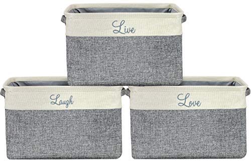 Sorbus Fabric Storage Cubes 15 Inch - Big Sturdy Collapsible Storage Bins With Dual Handles - Foldable Baskets For Organizing -Decorative Storage Baskets For Shelves | Home & Office Use -3 Pack| Grey #TOP4