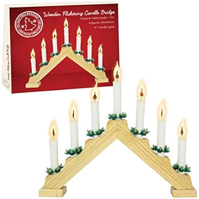 Cheap The Christmas Workshop 70800 Wooden Flickering Christmas Candle Bridge Pine Wood Finish Bright Orange Flames Christmas Lights And Decorations 40cm X 33cm X 5cm Mains Powered Price Comparison For
