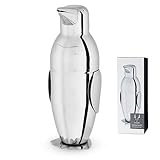 Viski Penguin Cocktail Shaker with Strainer, Stainless Steel Shaker Bottle, Bar Essentials, Home Bartender Shaker and Strainer Set, 17 oz.