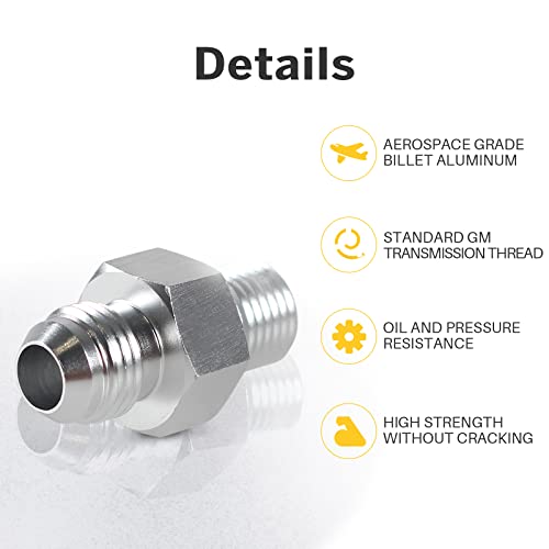 2Pcs Transmission Adapter Fittings 6An Flare To 1/4" Npsm For Th350 Th400 700R4 200-4R Tr6060 Aod 4R100 4R70W C5 Transmission Front & Rear Until 2007 Aluminum #TOP1