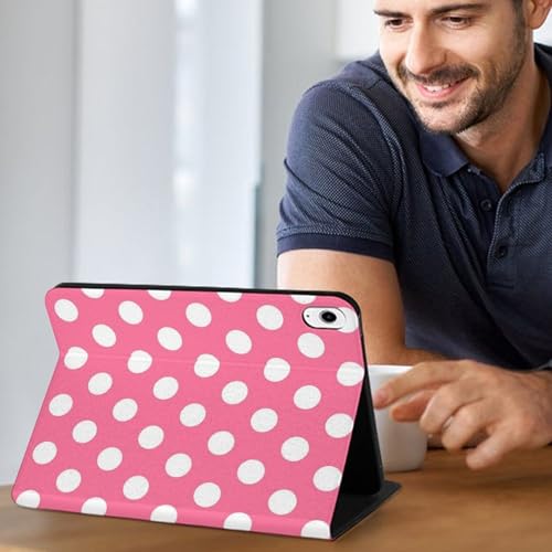 Coque iPad 10e génération antichoc fine rose à pois avec support - 2