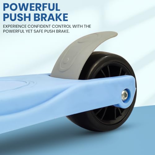 Image of NHR 3-Wheel Kick Scooter for Kids with Adjustable Height, Smart Tilt-to-Steer Balance Control, Heavy Duty PU Wheels & Rear Foot Brake (Blue)