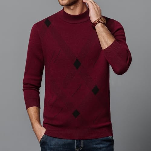 Mens Winter 100% Wool Knitted Long Sleeves Pullover Fashion Casual Mock Turtleneck Sweater3