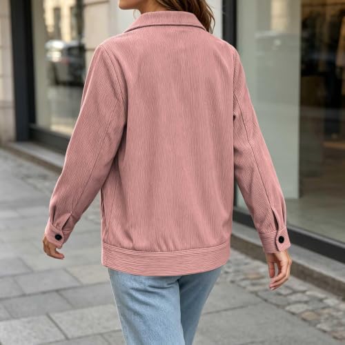 Gumipy Womens Corduroy Jacket Button Down Casual Collared Shirt Crop Coats - image 5