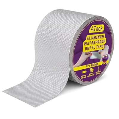 ATack Aluminum Butyl Tape Waterproof Sealing Tape 4 Inch x 16 Feet Roof Sealant for Roof and Gutter Patch, RV Repair, Metal Flashing, HVAC, Window, Pipe Sealing, Super Waterproof Thick Butyl Rubber