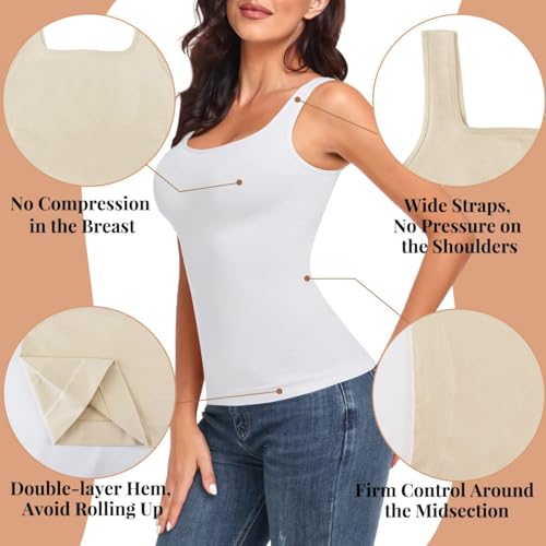 Image of EUYZOU Women's Tummy Control Shapewear Tank Tops Seamless Square Neck Compression Tops Slimming Body Shaper Camisole