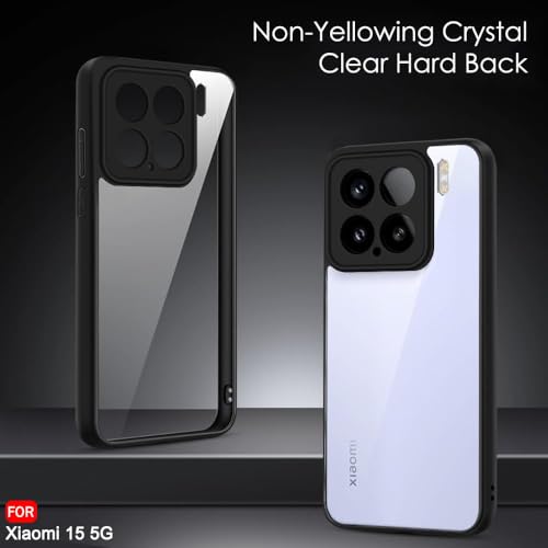 Image of KAPAVER Hybrid Clear Back Cover Case for XIAOMI 15 | Protective Shockproof Cleare Hard PC Soft Flexible Black TPU Cover