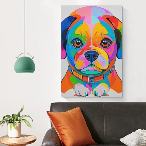 Toile murale moderne colorée de chiens BVNMT pour salon - 4