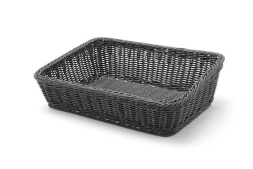 Cesta de repostería en ángulo negra para la mesa de desayuno de hotel