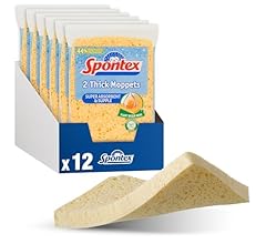 Spontex Thick Moppets, 6 Packs of 2 (Total 12 Sponges), Multicolor, Pack of 12