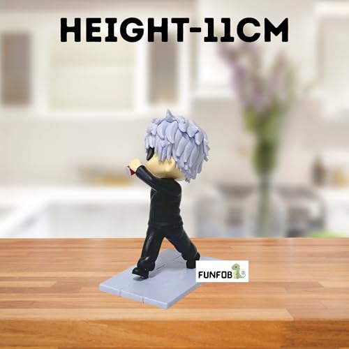 Image of FUNFOB Jujutsu Kaisen Gojo Action Figure Height-11cm Collectible for Anime Fans Gojo Figurine PVC Multicolour | Go-jo Drinking Mini