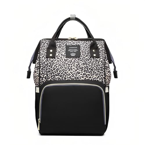 Sac à langer grand format à motif léopard pour poussette et voyage de bébé