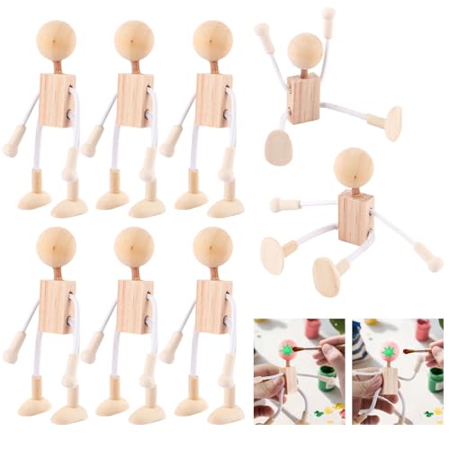 Oungy 10 Stück Holzfiguren Bewegliches Püppchen zum Basteln Biegepuppen DIY Holzspielzeug Menschliche Wirbelsäule Holzfigur Gelenken Kreative Formbare DIY-set für Tischdekoration