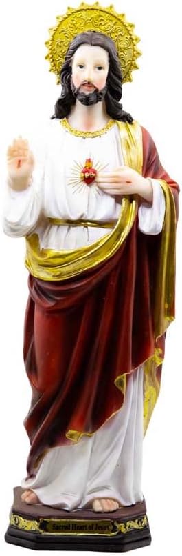 Estatuilla Del Sagrado Corazón De Jesús En Resina - 5.12 Pulgadas, Decoración Religiosa Para Casa O Coche