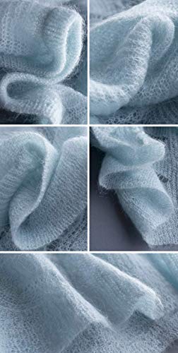 6 Balls Angora Mohair Wool Yarn Soft Fingering Baby Mohair Cashmere Hand Crochet Yarn For Knitting Diy Scarf Sweater Thread Yarn 300G (A Ice Blue) #TOP4