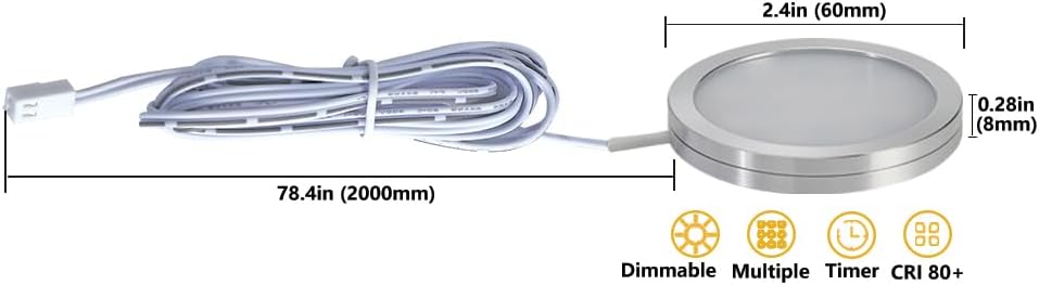 Miniatura 7 de Paquete de 6 luces de disco con aplicación Bluetooth, control inteligente, interruptor táctil regulable debajo del gabinete, luces de gabinete,