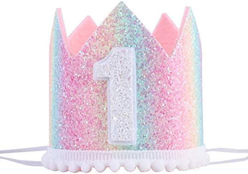 Baby 1st Birthday Rainbow hat - First Birthday Crown hat, Baby Birthday Photo Props, Mini Rainbow Crown Party Decorations, Pastel Rainbow hat