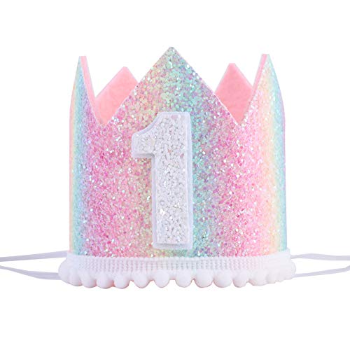 Baby 1St Birthday Rainbow Hat - First Birthday Crown Hat, Baby Birthday Photo Props, Mini Rainbow Crown Party Decorations, Pastel Rainbow Hat #TOP28