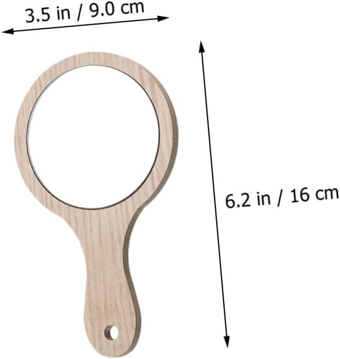 Wakauto 6Pcs Portable Wooden Handle Handheld Makeup Mirrors Cosmetic Vanity Mirrors for Travel Bedroom Bathroom Office Use