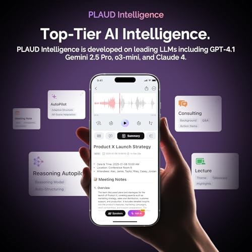 NotePin Voice Recorder, AI Voice Recorder, App Control, AI Notetaker, AI Transcribe & Summarize, Support 112 Languages, 64GB Memory, Audio Recorder for Lectures, Meetings, Cosmic Gray