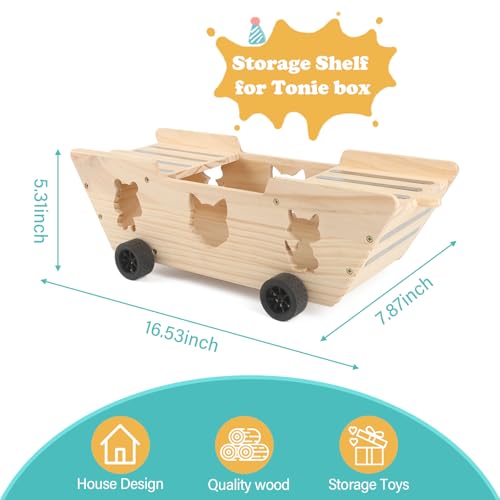 Image of Ship for Tonies Box 1 /2 Organizer Storage Shelf, Wooden Magnetic Holder for Toniebox Player Tonies Figures Characters for Children, Display Collection 20~30 Characters, Funny Little Ship
