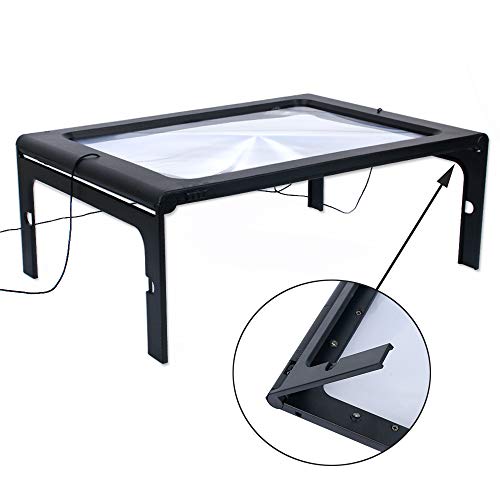 3X Full Page Magnifying Glass for Reading, Hands-Free Large Rectangular Magnifier with LED Lighted, Foldable Desktop Portable Reading Magnifier for Low Vision, Seniors with Aging Eyes - Thumbnail 2