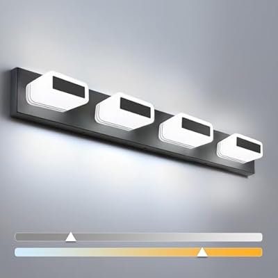 zouzai 26 inch 4 Lights LED Vanity Lighting Fixtures,Over Mirror 360° Beam Angle High Brightness 3CCT dimmable,Modern Matte Black Bathroom Vanity Lights ?-ETL Certificated