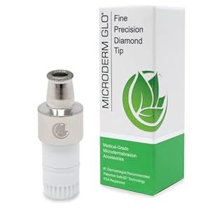 Microderm GLO Premium Diamond Microdermabrasion Tips – Medical Grade Stainless Steel Accessories, Patented Safe3D Technology, Safe for All Skin Types. (Fine/Precision)