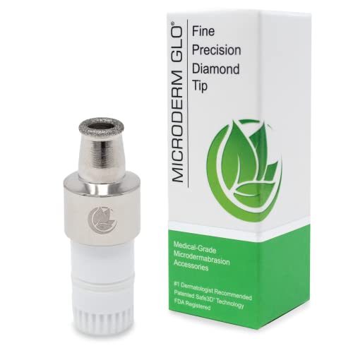 Microderm GLO microdermoabrasión puntas de diamante - accesorios de acero inoxidable de grado médico, la tecnología patentada Safe3D, aprobado por la FDA, seguro para todo tipo de pieles Fine