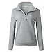 Barlver Womens Fashion Quarter Zip Stand Collar Sweatshirts Long Sleeve Plain Casual Ladies Pullovers Shirts Tops Light Grey S