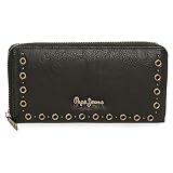 Pepe Jeans Camper Geldbörse mit Kartenetui, Schwarz, 19,5 x 10 x 2 cm, Kunstleder, Schwarz , Brieftasche mit Kreditkartenfächern