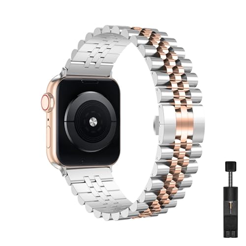 Apple Watch Uyumlu Jubilee Çelik Kordon; 49/46/45/44/42/41/40/38 mm Uyumlu, Apple Watch SE 3/2/1 & Watch Ultra 3/2/1 & Series 11-1