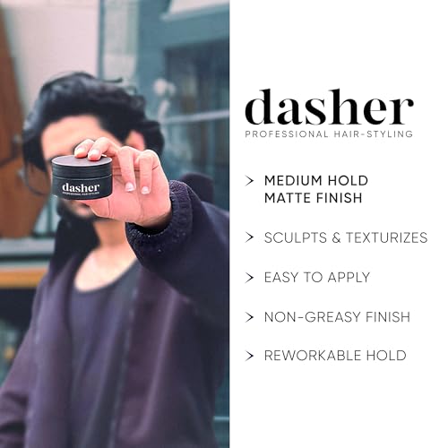 Image of Dasher Texture Clay For Men's Hair (100g), Medium Hold & Matte Finish Puck, Easy To Apply, Flexible Hold & Water-Based, With Vitamin E & Biotin
