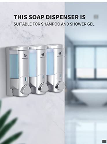 Bathroom Shampoo Dispenser For Shower Wall Soap Dispensers 200Mlx3 Chamber Liquid Wall Mounted Hand Shower Dispenser Satin Sliver #TOP1
