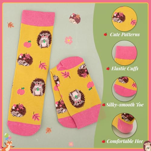 Riqiaqia 5 Paar Damen Socken Lustige Bunte Baumwolle Crew Socken mit Katze Hund Muster, Weihnachtsgeschenke für Damen Frauen, Einheitsgröße