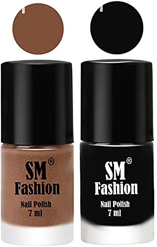 Image of Long Lasting Nail Polish | Nail Paint Combo 7 ml Each) - Set of 2 Tan-Black