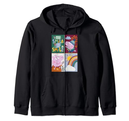 Sweat zippé Peppa Pig brodé portrait fratrie You Smile I Smile pour enfant