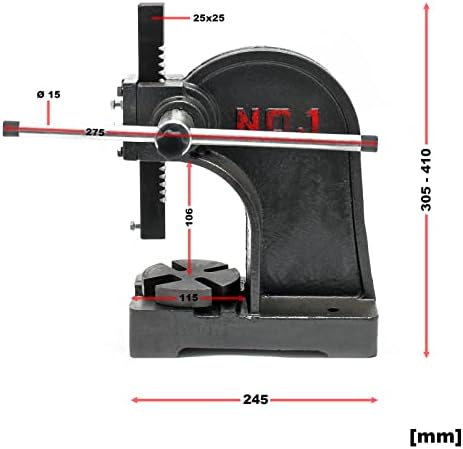 Bild 2 - 1T Drehdornpresse Werkstattpresse Dornpresse Handhebelpresse Gusseisen 1000 kg Presskraft