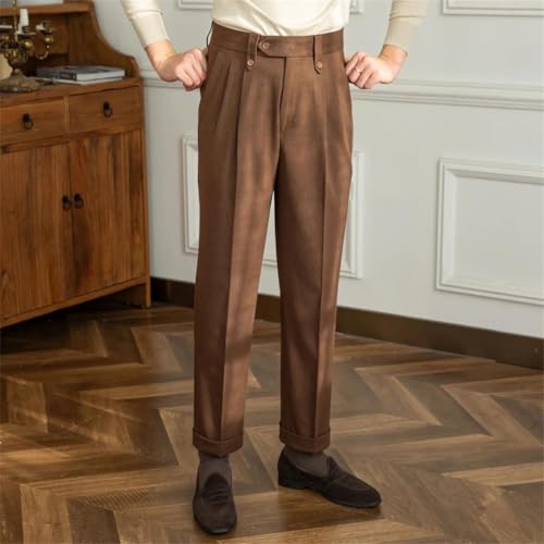 Men’s Woolen Suit Pants Men’s Autumn/Winter Straight Slim Double Pleat Casual Business Pants2