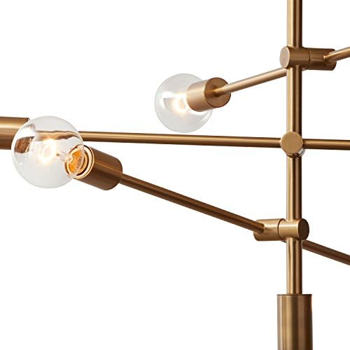 Rivet Modern 6-Light Chandelier, 80"H, Brass