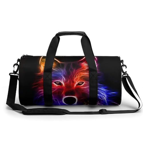 Sac de sport loup abstrait 45cm pour gym voyage et week-end
