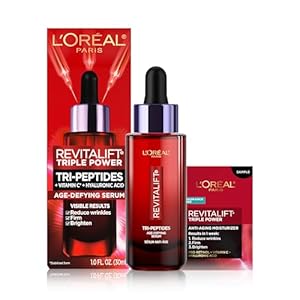 L’Oreal Paris Revitalift Triple Power Age-Defying Face Serum, Anti Aging Serum with 3 in 1 Benefits, Reduces Wrinkles, Firms and Brightens Skin, Includes Sample