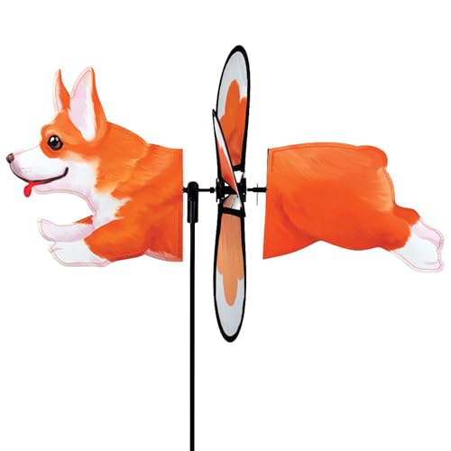 Premier Kites Petite Spinner Corgi – Whimsical Wind Spinner for Yard & Garden, Durable Weather-Resistant Fabric, Easy to Assemble, Outdoor Decor for Patios, Lawns, & Fairy Lovers