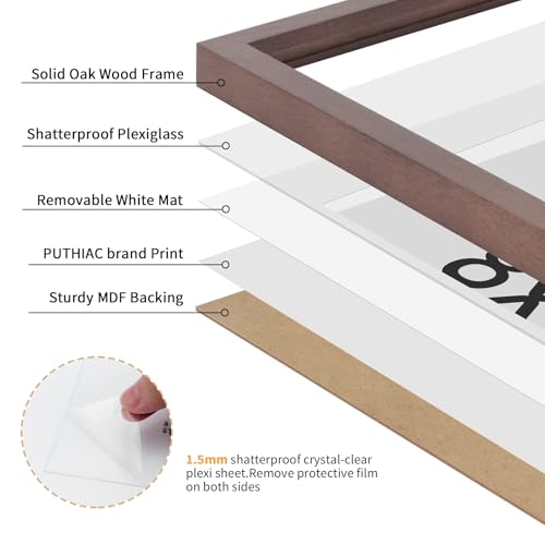 8x12 Oak Wood Picture Frams - Minimalist 8x12 Oak Wood Frames, 8"x12" Picture Frame Wood, Natural Solid Wooden Picture Frames for Wall Art Photo and Prints(1 Pack, Walnut)