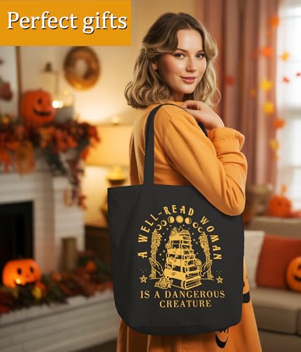 Image of Book Lovers Gifts Tote Bag for Bookish Readers, Aesthetic Book Tote Bag for Librarian, Medium Size with Inner Pocket