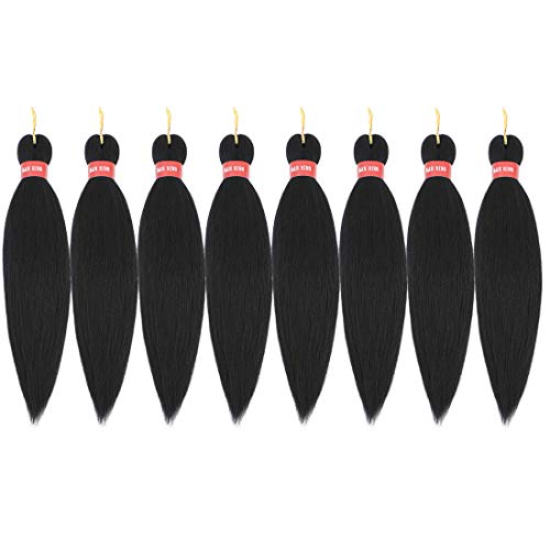 Ombre Pre-stretched Braiding Hair, Top Silky Braid Hair Extensions, Crochet Twist Hair Braids, Yaki Texture Original Braiding Hair Pre Stretched, 0.2 pound/bundle (16‘’-8 bundles, 1b)