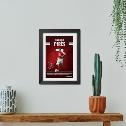 Image of TenorArts Robert Pires Quotes Poster Arsenal Laminated Photo Print Frame Painting with Matt Finish Black Texture (12 inches x 9inches)