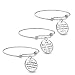 Wanmei 3pcs Wire Bangle Stainless Steel Expendable Charm Bracelet, Engraved Message Motivational Inspirational Words Round Charm Pendant Adjustable Bracelet Set, Best Gift for Women